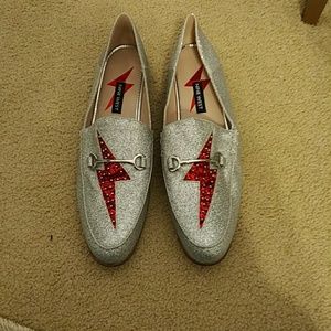 NWOT Nine West glitter lightening bolt loafers